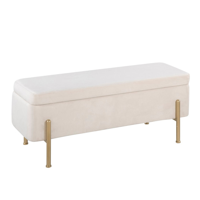 LUMISOURCE, LLC 28969 LumiSource Daniella Fabric Storage Bench, Cream/Gold