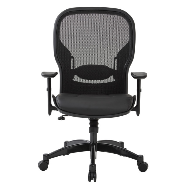 OFFICE STAR PRODUCTS 2400E Office Star Space Seating Bonded Leather/Mesh High-Back Chair, Black/Gunmetal