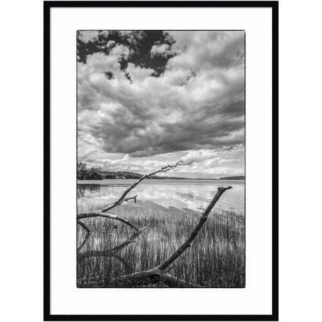 UNIEK INC. Amanti Art A42705533935  USA, New York, Saugerties, View Of The Hudson River by Walter Bibikow Wood Framed Wall Art Print, 30inW x 41inH, Black