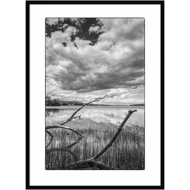 UNIEK INC. A42705533935 Amanti Art USA, New York, Saugerties, View Of The Hudson River by Walter Bibikow Wood Framed Wall Art Print, 30inW x 41inH, Black