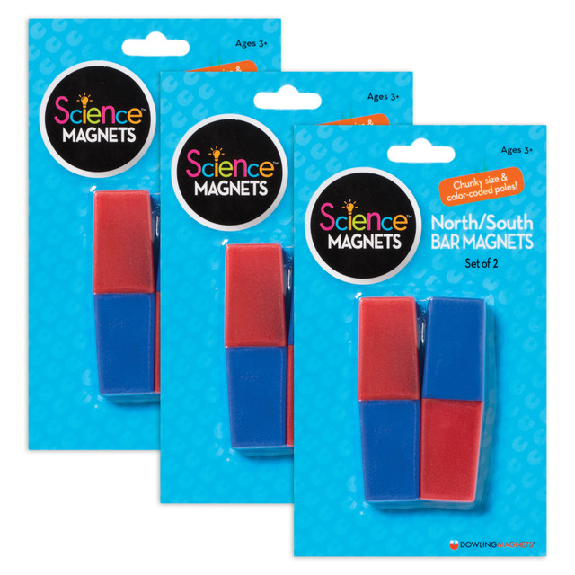 EDUCATORS RESOURCE DO-712-3 Dowling Magnets North/South Bar Magnets, 3in, Red/Blue Poles, 2 Magnets Per Pack, Set Of 3 Packs EDUCATORS RESOURCE DO-712-3 Dowling Magnets North/South Bar Magnets, 3in, Red/Blue Poles, 2 Magnets Per Pack, Set Of 3 Packs
