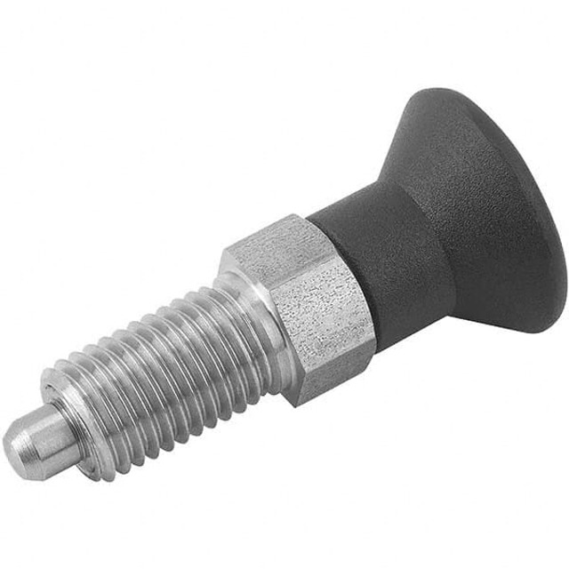 KIPP K0338.11903 M6x0.75, 10mm Thread Length, 3mm Plunger Diam, Locking Pin Knob Handle Indexing Plunger
