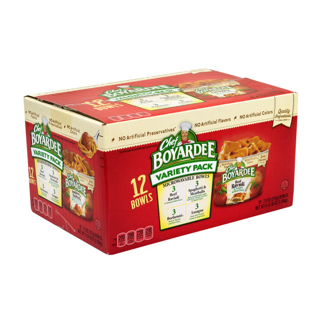 CONAGRA Chef Boyardee 60550  Microwavable Bowls, 7.5 Oz, Variety Pack Of 12 Bowls