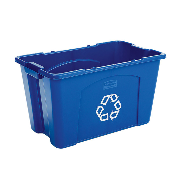 RUBBERMAID 571873BE Commercial Rectangular Polyethylene Stacking Recycle Bin, 18 Gallons, Blue RUBBERMAID 571873BE Commercial Rectangular Polyethylene Stacking Recycle Bin, 18 Gallons, Blue