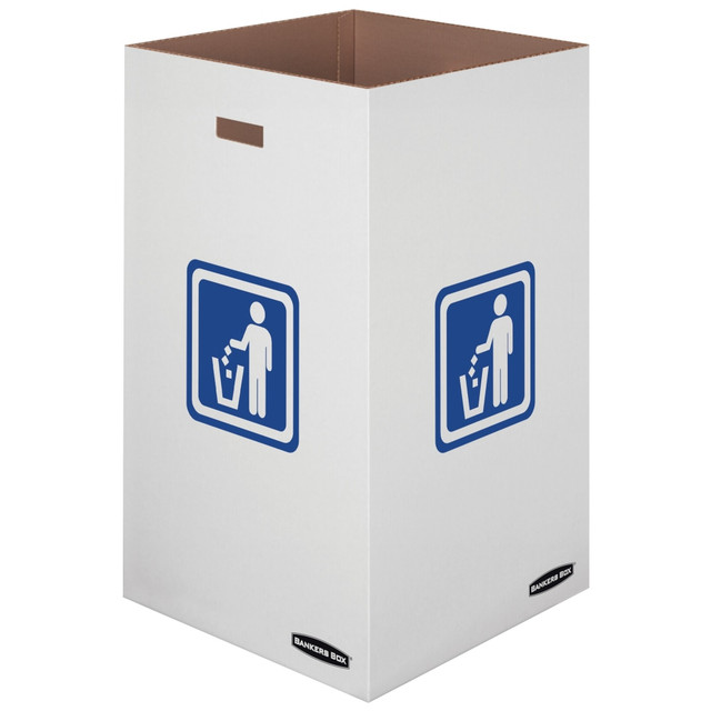 FELLOWES INC. 7320101 Bankers Box Waste And Recycling Bins, Extra Large Size, 30in x 18in x 18in, 50% Recycled, White/Blue, Pack Of 10 FELLOWES INC. 7320101 Bankers Box Waste And Recycling Bins, Extra Large Size, 30in x 18in x 18in, 50% Recycled, White/Blue, Pack Of 10