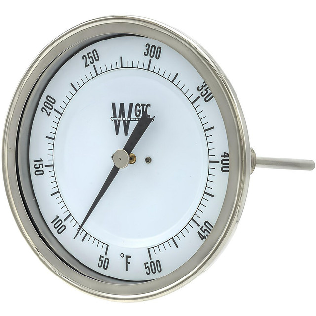 WGTC 5AA04E11 Bimetal & Dial Thermometers; Accuracy (%): 1.00 ; Connection Location: Adjustable ; Mount: Adjustable ; Lens Material: Glass ; Mounting Location: Pipe ; Stem Length: 4 (Inch)