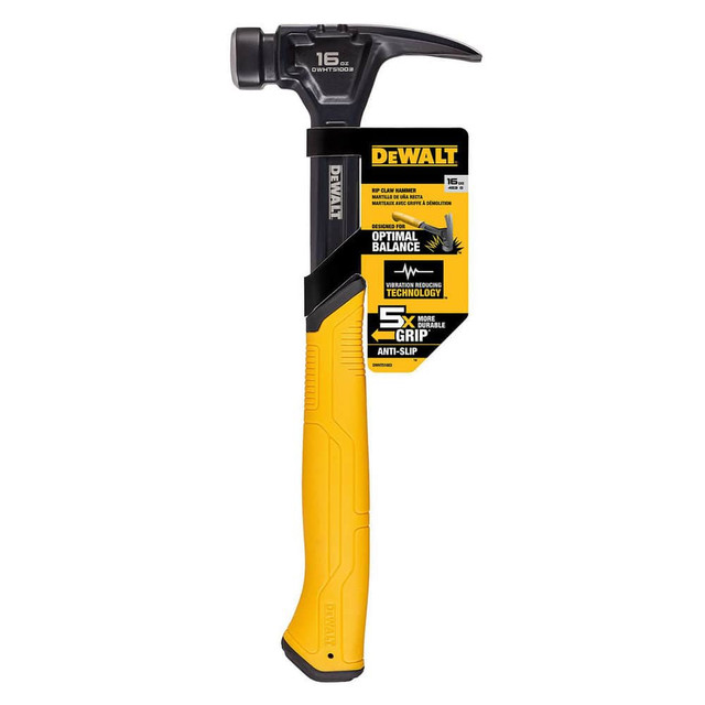 DeWALT DWHT51003 Nail & Framing Hammers; Claw Style: Straight ; Head Weight (Lb): 1lb ; Head Weight (Oz): 16oz ; Overall Length: 13.00 ; Handle Color: Black; Yellow ; Grip Style: Ergonomic