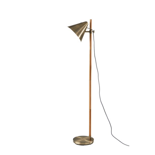 ADESSO INC 3761-12 Adesso Bryn Floor Lamp, 58inH, Antique Brass Shade/Antique Brass Base