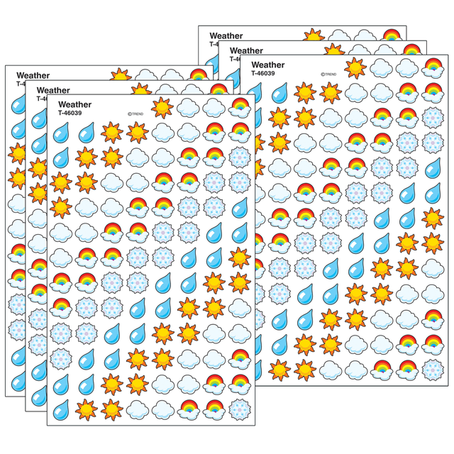 EDUCATORS RESOURCE Trend T-46039-6  Weather superShapes Stickers, 800 Per Pack, 6 Packs