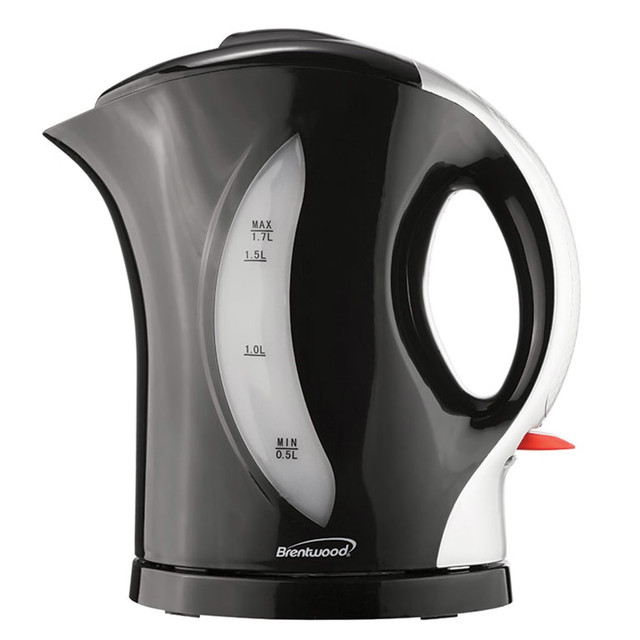 BRENTWOOD APPLIANCES, INC. 99583236M Brentwood 1.7-Liter Cordless Plastic Tea Kettle, Black/Silver