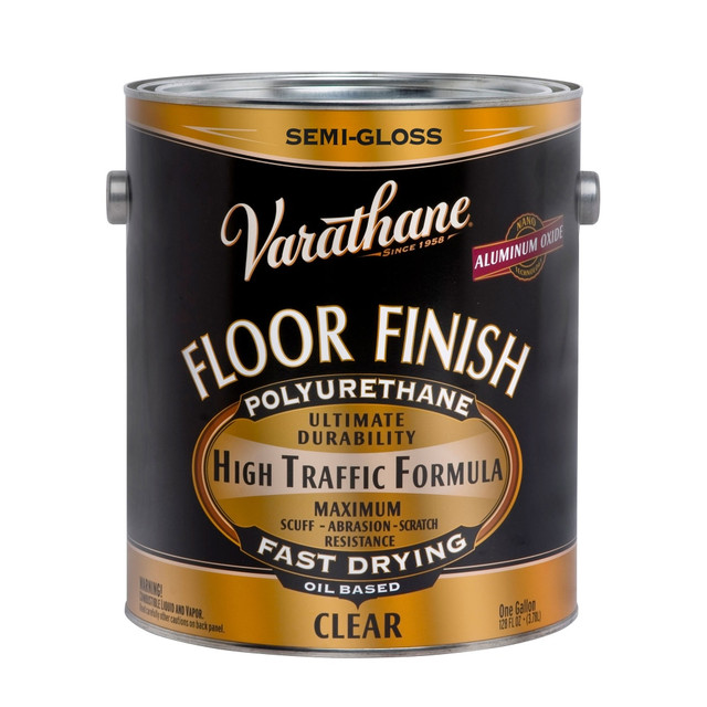 RUST-OLEUM CORPORATION 214551 Varathane Floor Finish Polyurethane, 350 VOC, 1 Gallon, Clear Semi-Gloss, Pack Of 2 Cans RUST-OLEUM CORPORATION 214551 Varathane Floor Finish Polyurethane, 350 VOC, 1 Gallon, Clear Semi-Gloss, Pack Of 2 Cans