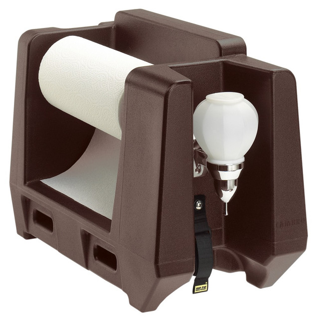 CAMBRO MFG. CO. HWAPR131 Cambro Soap Dispenser And Paper Towel Roll Holder For Camtainer, 14-3/8inH x 10-1/8inW x 19-3/8inD, Dark Brown CAMBRO MFG. CO. HWAPR131 Cambro Soap Dispenser And Paper Towel Roll Holder For Camtainer, 14-3/8inH x 10-1/8inW x 19-3/8inD, Dark Brown