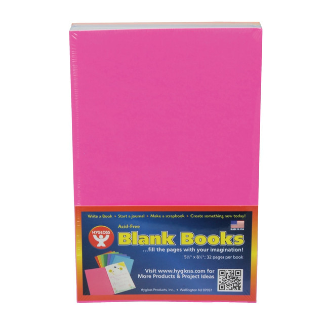 Hygloss HYG77705-2 Mighty Brights Paperback Blank Books, 5in x 8in, 32 Pages (16 Sheets), Assorted Colors, Pack Of 10, Case of 2 Hygloss HYG77705-2 Mighty Brights Paperback Blank Books, 5in x 8in, 32 Pages (16 Sheets), Assorted Colors, Pack Of 10, Case of 2