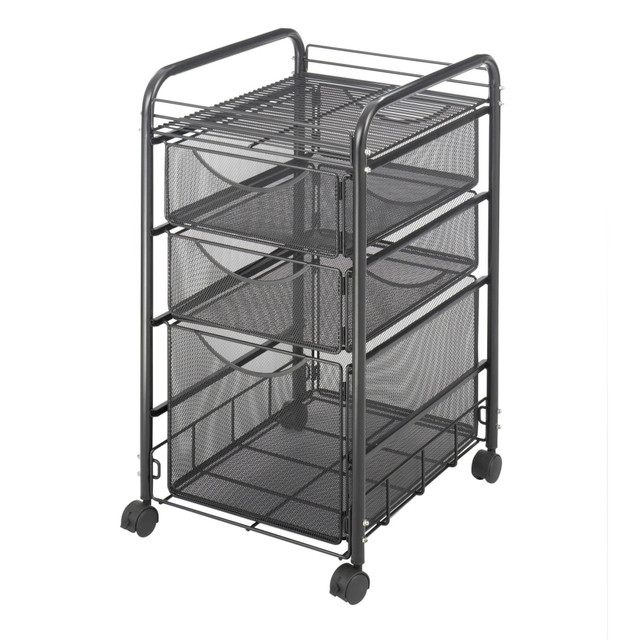 SAFCO PRODUCTS CO 5213BL Safco Onyx Mesh File Cart With 1 File Drawer And 2 Small Drawers, 27 1/2inH x 15 1/4inW x 17 1/2inD, Black SAFCO PRODUCTS CO 5213BL Safco Onyx Mesh File Cart With 1 File Drawer And 2 Small Drawers, 27 1/2inH x 15 1/4inW x 17 1/2inD, Black