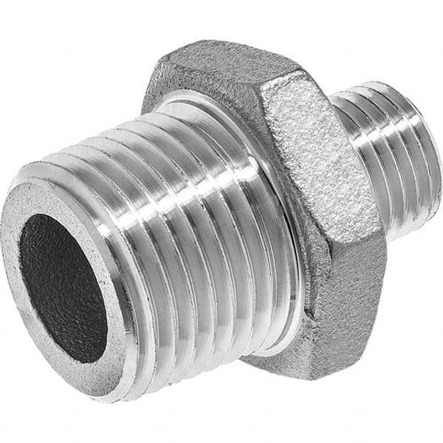 USA Industrials ZUSA-PF-288 Pipe Reducing Hex Nipple: 2 x 1" Fitting, 304 Stainless Steel