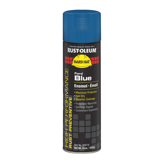 RUST-OLEUM CORPORATION 209718 Rust-Oleum Hard Hat High Performance V2100 System Rust Preventive Enamel Farm Equipment Spray Paint, 15 Oz, Gloss Ford Blue, Case Of 6 Cans