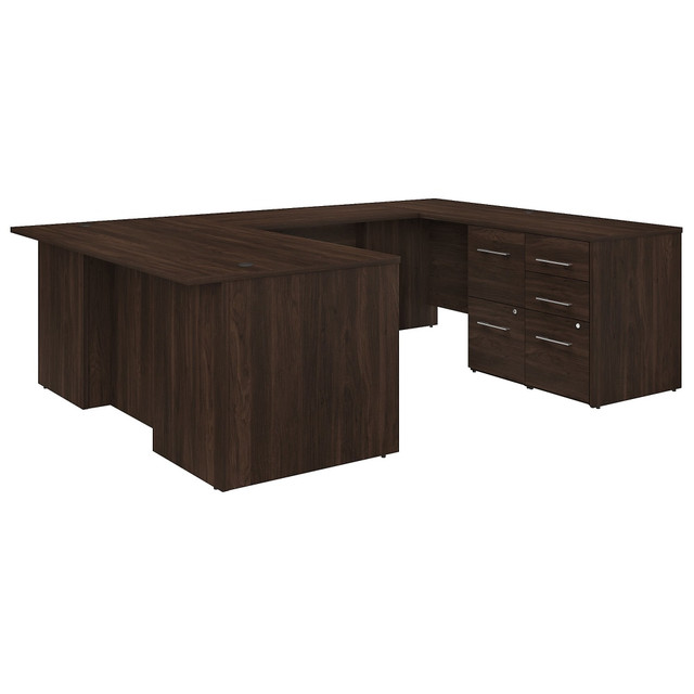 BUSH INDUSTRIES INC. OF5002BWSU Bush Business Furniture Office 500 72inW U-Shaped Executive Corner Desk With Drawers, Black Walnut, Standard Delivery