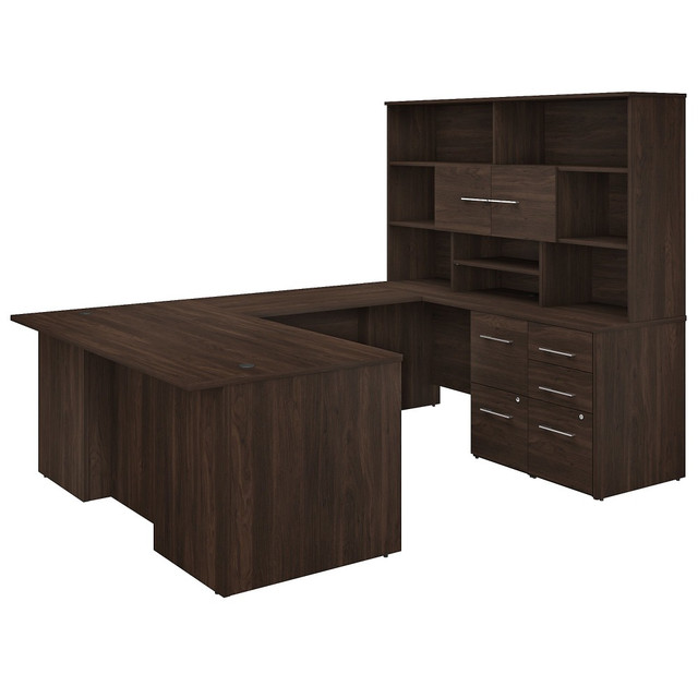 BUSH INDUSTRIES INC. OF5003BWSU Bush Business Furniture Office 500 72inW U-Shaped Executive Corner Desk With Drawers And Hutch, Black Walnut, Standard Delivery BUSH INDUSTRIES INC. OF5003BWSU Bush Business Furniture Office 500 72inW U-Shaped Executive Corner Desk With Drawers And Hutch, Black Walnut, Standard Delivery