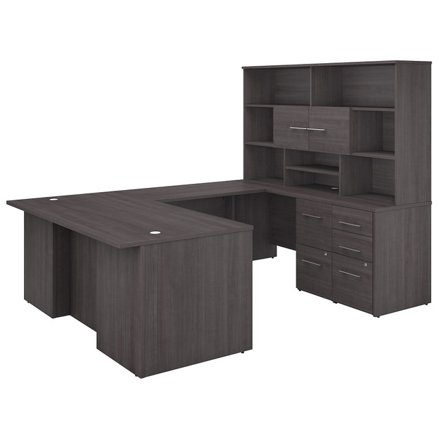 BUSH INDUSTRIES INC. OF5003SGSU Bush Business Furniture Office 500 72inW U-Shaped Executive Corner Desk With Drawers And Hutch, Storm Gray, Standard Delivery BUSH INDUSTRIES INC. OF5003SGSU Bush Business Furniture Office 500 72inW U-Shaped Executive Corner Desk With Drawers And Hutch, Storm Gray, Standard Delivery