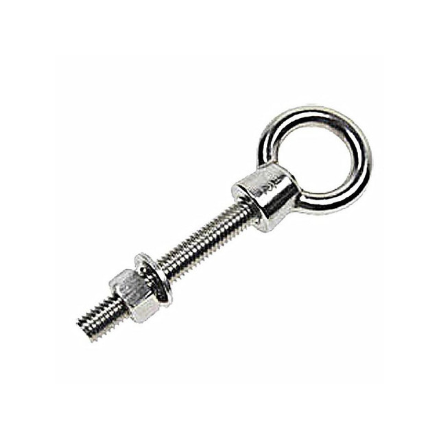 US Cargo Control WEBSS14X4 Fixed Lifting Eye Bolt: Without Shoulder, 400 lb Capacity, 1/4 Thread, Grade 316 Stainless Steel