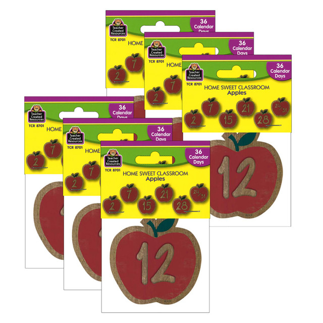 EDUCATORS RESOURCE Teacher Created Resources TCR8701-6  Calendar Days, Home Sweet Classroom Apples, 36 Cards Per Pack, Set Of 6 Packs