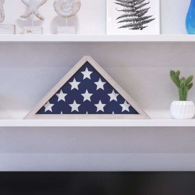 FLASH FURNITURE HFMHDGDIS802315 Sheehan Memorial Flag Display Case, 12-1/2inH x 25inW x 3-3/4inD, White Wash FLASH FURNITURE HFMHDGDIS802315 Sheehan Memorial Flag Display Case, 12-1/2inH x 25inW x 3-3/4inD, White Wash