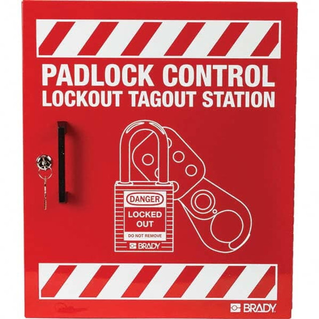 Brady 45648 Padlock Lockout Station: Empty, 32 Max Locks, Steel Station
