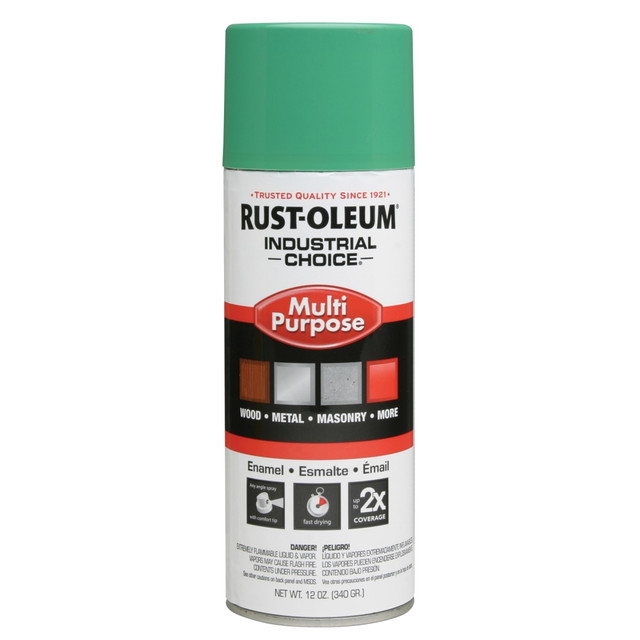 RUST-OLEUM CORPORATION 1633830 Rust-Oleum Industrial Choice 1600 System Multi-Purpose Enamel Spray Paint, 12 Oz, Gloss Safety Green, Case Of 6 Cans