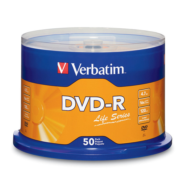 Create high quality, customized labels for your DVD media using your inkjet disc printer with Verbatim Life Series White Inkjet Printable DVD-Recordable discs. Offering 4.7GB or 120 minutes of good quality storage capacity, these one-time recordable discs are ideal for capturing life's events. Life Series White Inkjet Printable DVDs are available in both DVD+R and DVD-R formats. Today, most DVD writers and readers use these discs interchangeably with no noticeable performance differences. With older units, check your manufacturer's suggested DVD format to ensure compatibility.  4.7GB/120 minute storage capacity  Up to 16X write speed  Ideal for full-surface, edge-to-edge printing  Create full-color, high quality labels using your inkjet disc printer  Limited Lifetime Warranty