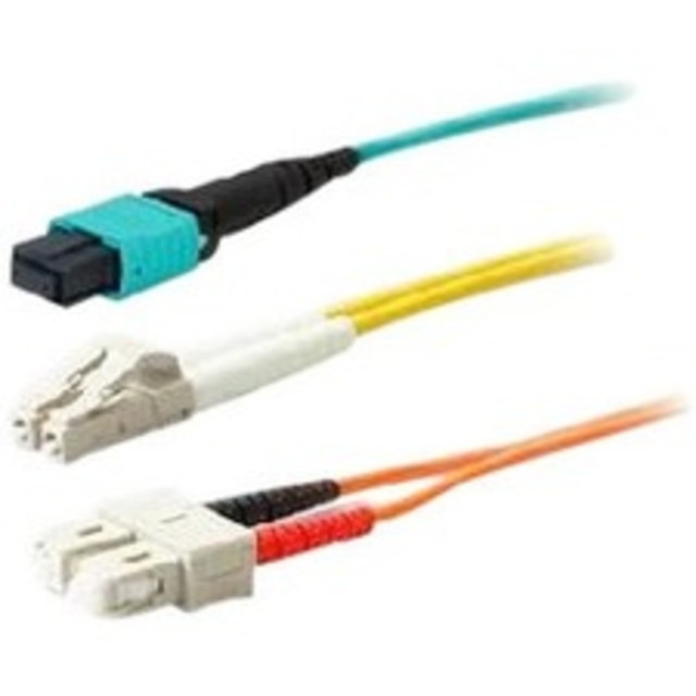 ADD-ON COMPUTER PERIPHERALS, INC. ADD-SC-LC-3M5OM4-TAA AddOn 3m LC (Male) to SC (Male) Aqua OM4 Duplex Fiber TAA Compliant OFNR (Riser-Rated) Patch Cable - 100% compatible and guaranteed to work in OM4 and OM3 applications