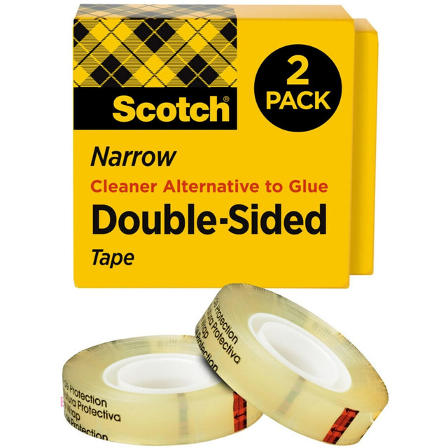 3M CO 6652PK Scotch Double Sided Tape, 1/2 in x 900 in, 2 Tape Rolls, Home Office and School Supplies