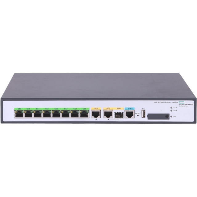 HP INC. JH300A#ABA HPE FlexNetwork MSR958 1GbE and Combo 2GbE WAN 8GbE LAN Router - 10 Ports - 1 - Gigabit Ethernet - 1 Year