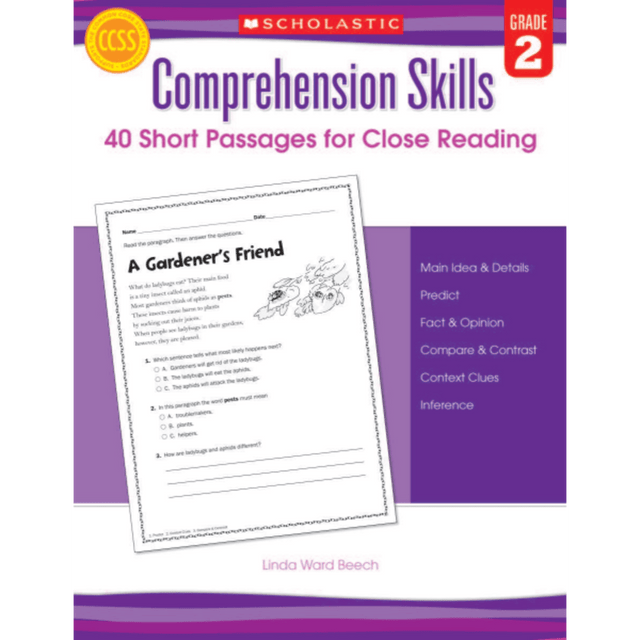 SCHOLASTIC INC Scholastic 9780545460538  Comprehension Skills: 40 Short Passages For Close Reading, Grade 2
