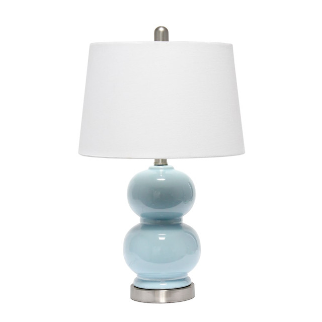 ALL THE RAGES INC Lalia Home LHT-4003-LT  Dual Orb With Fabric Shade Table Lamp, 21-1/4inH, White Shade/Light Blue Base