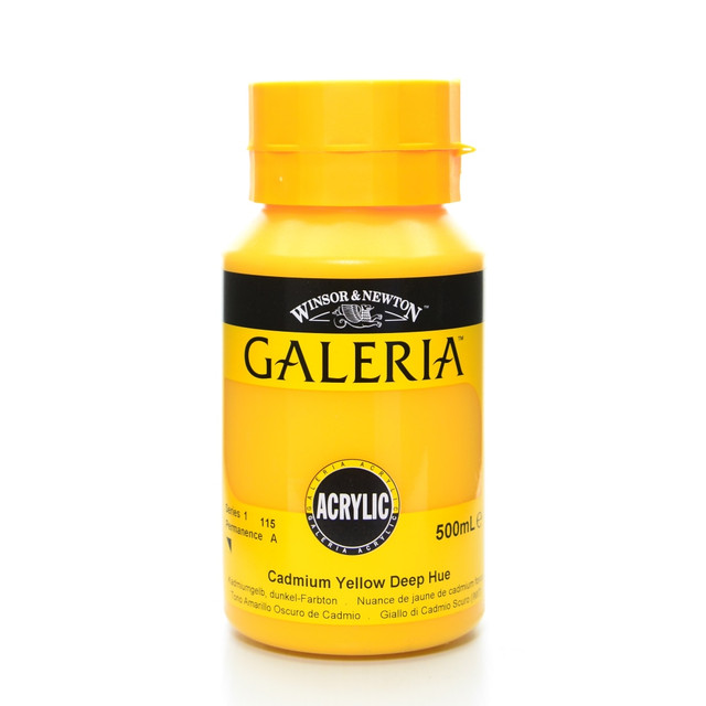 COLART FINE ART & GRAPHICS LTD. 2150115 Winsor & Newton Galeria Flow Formula Acrylic Colors, 500 mL, Cadmium Yellow Deep Hue, 115