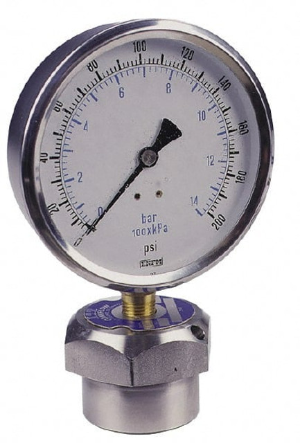 Value Collection 6211425PM 600 Max psi, 4 Inch Dial Diameter, Stainless Steel Pressure Gauge Guard and Isolator