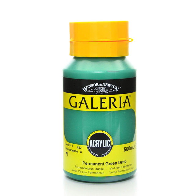 COLART FINE ART & GRAPHICS LTD. 2150482 Winsor & Newton Galeria Flow Formula Acrylic Colors, 500 mL, Permanent Green Deep, 482