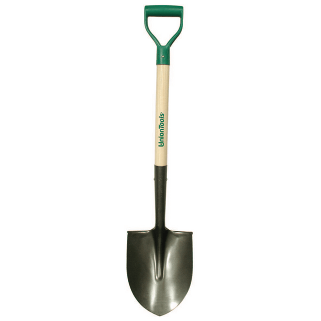 No Brand 760-43106 Round Point Shovel, 11.5 in L x 9.25 in W Blade, Round Point, 28 in White Ash; Poly, D-Grip Handle