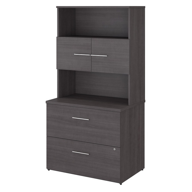 BUSH INDUSTRIES INC. OF5007SGSU Bush Business Furniture Office 500 35-2/3inW x 23-1/3inD 2-Drawer Lateral File Cabinet With Hutch, Storm Gray, Standard Delivery - Partially Assembled BUSH INDUSTRIES INC. OF5007SGSU Bush Business Furniture Office 500 35-2/3inW x 23-1/3inD 2-Drawer Lateral File Cabinet With Hutch, Storm Gray, Standard Delivery - Partially Assembled