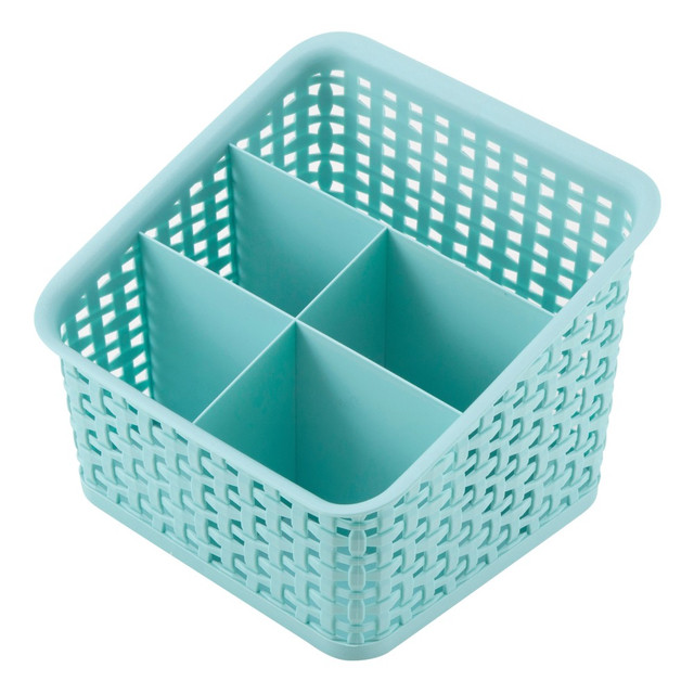 ADVANTUS CORP. 38574 Realspace Plastic Weave 5 Compartment Bin, Medium Size, Blue