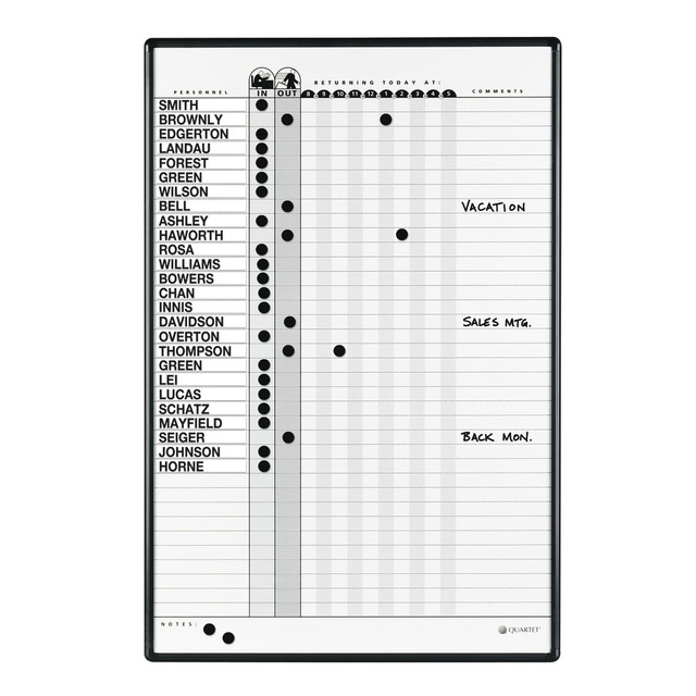 ACCO BRANDS USA, LLC 783G Quartet Classic DuraMax Magnetic Dry-Erase In/Out Board, 24in x 36in, Aluminum Frame With Black Finish