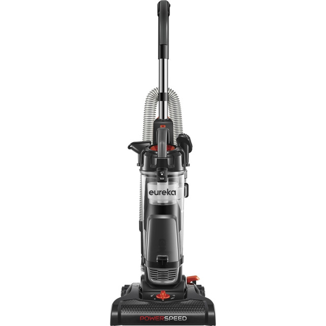 MIDEA USA, INC. 180 Eureka PowerSpeed Upright Vacuum Cleaner - Bagless - Crevice Tool, Brush Tool, Upholstery Tool, Extension Hose - 12.60in Cleaning Width - Carpet, Hardwood - 25 ft Cable Length - 84in Hose Length - Foam - Black, Silver