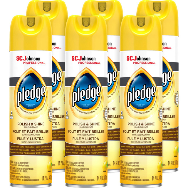 S.C. JOHNSON & SON, INC. 301168CT Pledge Lemon Enhancing Polish - 14.2 fl oz (0.4 quart) - Lemon Scent - White - 6 / Carton