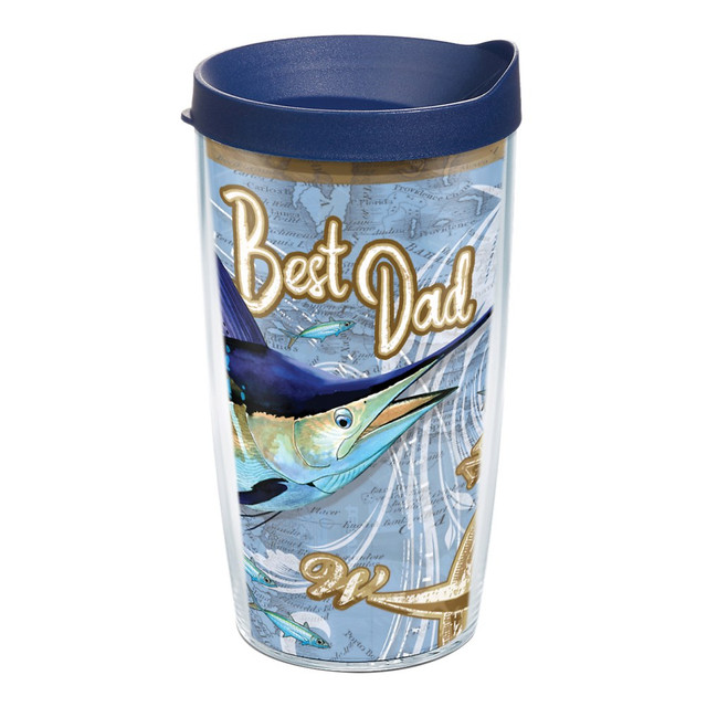 TERVIS TUMBLER COMPANY Tervis 01262915  Guy Harvey Best Dad Nautical Tumbler With Lid, 16 Oz, Clear