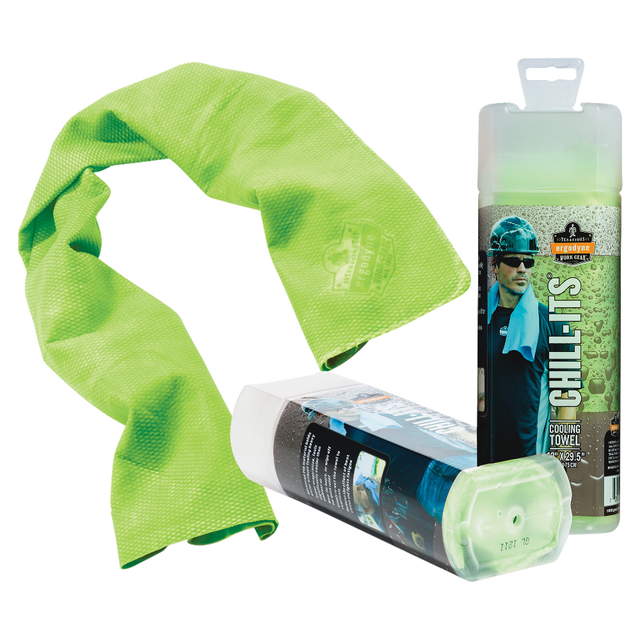 This space-aged PVA towel offers you a cool feeling thats colder than ambient air when dampened. You can wear this cooling towel for hours or as a quick relief during a break.  Advanced PVA cooling technology is activated quickly once the towel is run under cool water.  Towel feels colder than ambient air for all-day comfort or as a fast-acting heat relief.  Machine washable.