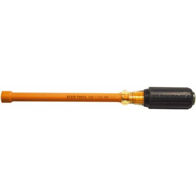 Klein Tools 646-11/32-INS Nut Driver: 11/32" Drive, Hollow Shaft, Cushion Grip Handle, 9-3/4" OAL