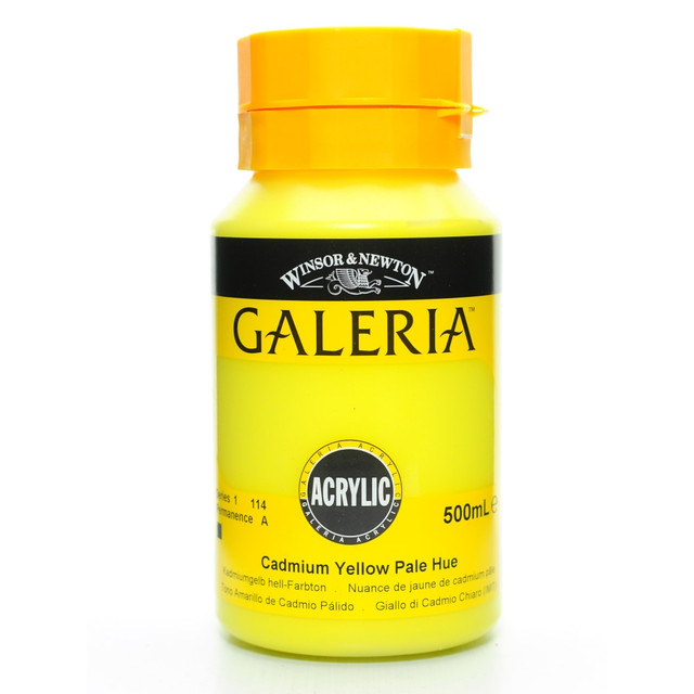 COLART FINE ART & GRAPHICS LTD. 2150114 Winsor & Newton Galeria Flow Formula Acrylic Colors, 500 mL, Cadmium Yellow Pale Hue, 114