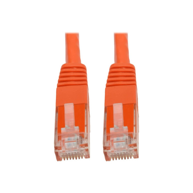 TRIPP LITE N200-025-OR  Cat6 Cat5e Gigabit Molded Patch Cable RJ45 MM 550MHz Orange 25ft 25ft - 1 x RJ-45 Male Network - 1 x RJ-45 Male Network - Gold Plated Contact - Orange