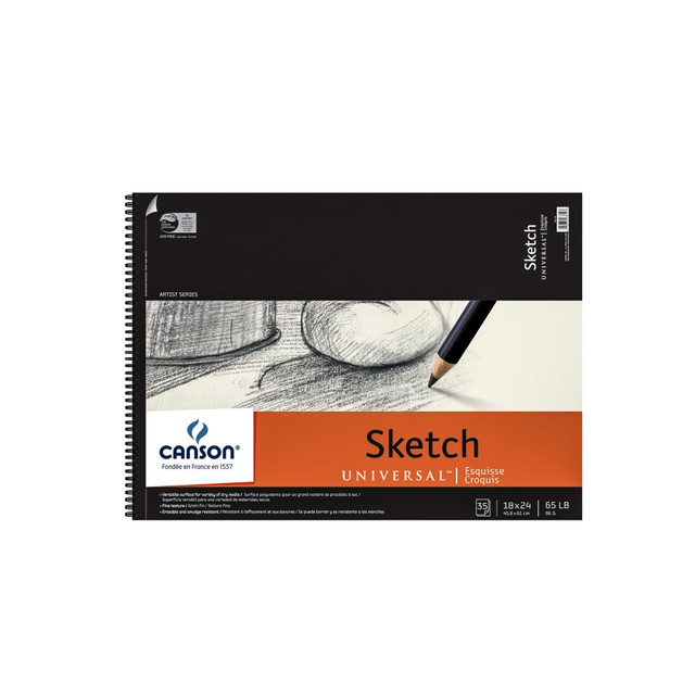 WINSOR & NEWTON 100510854-2 Canson Universal Heavyweight Sketch Pads, 18in x 24in, 100% Recycled, 30 Sheets Per Pad, Pack Of 2 Pads