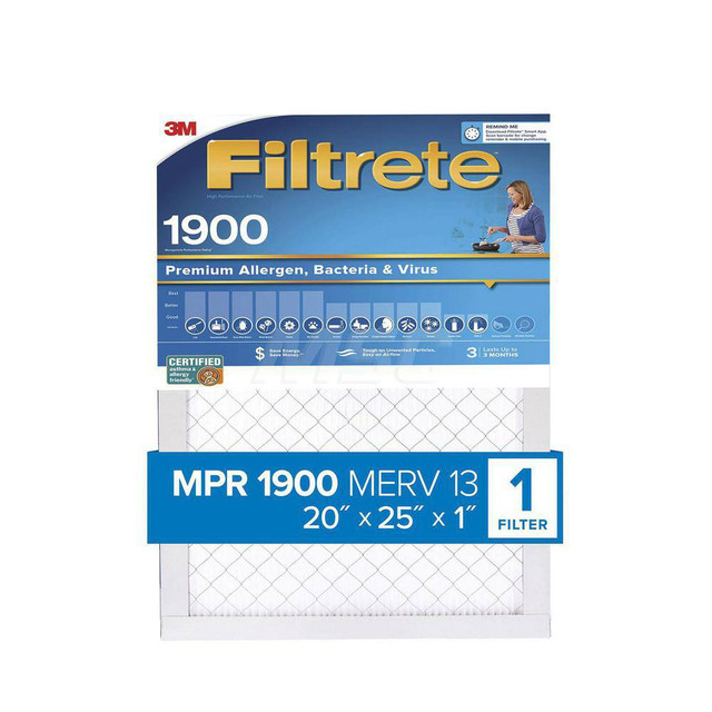 3M Pleated Air Filter: 20 x 25 x 1", MERV 13, 95% Efficiency 7100222948
